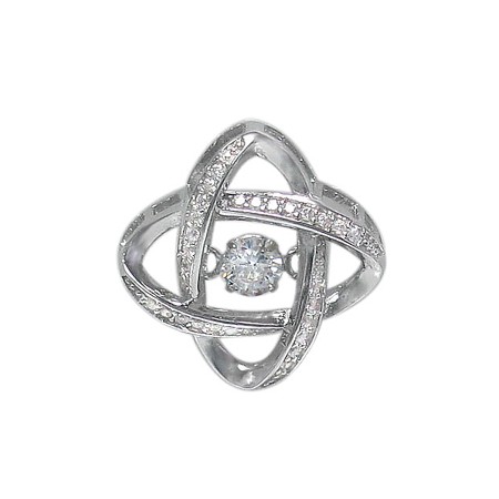 Dancing Pulsing CZ Necklace - Large Celtic Love Knot - Click Image to Close